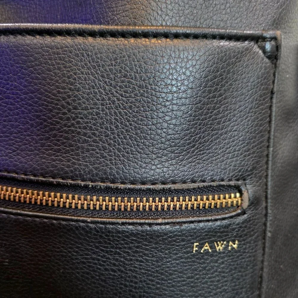 Fawn Design Black Leather Convertible Baby Bag Set